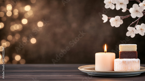 Elegant arrangement of traditional Qingming Festival offerings, featuring symbolic items like willow branches, incense, and food offerings, presented with a serene, respectful atmosphere.
 photo