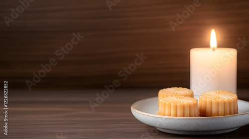 Elegant arrangement of traditional Qingming Festival offerings, featuring symbolic items like willow branches, incense, and food offerings, presented with a serene, respectful atmosphere.
 photo