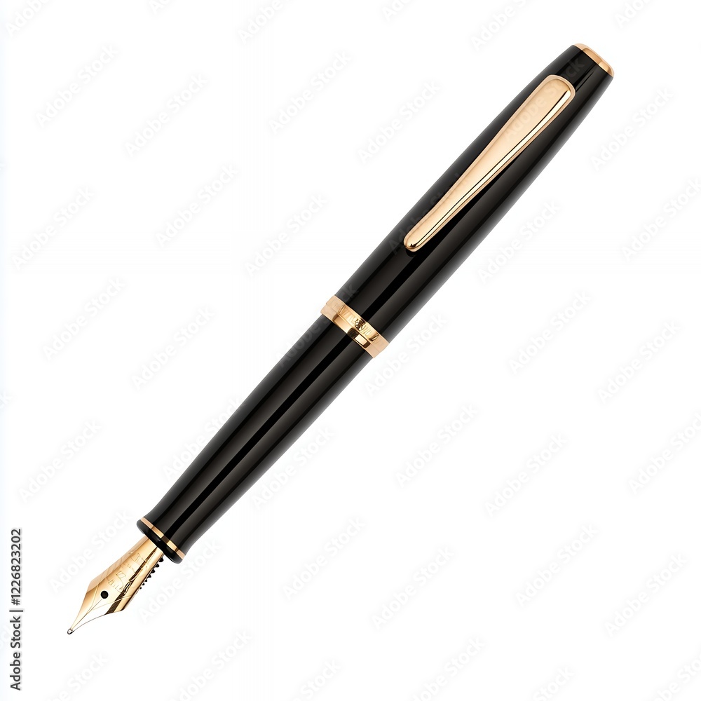 Elegant Black Fountain Pen with Gold Accents: A Sophisticated Writing Instrument for Professionals Elegant Black Fountain Pen with Gold Accents: A Sophisticated Writing Instrument for Professionals