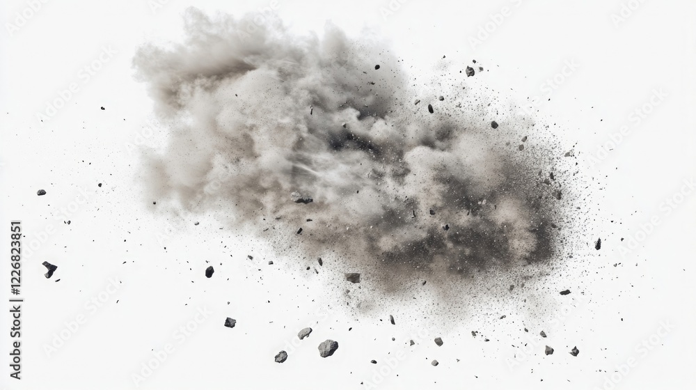 Flying Debris with Dust: Flying debris with dust isolated, Flying Debris with Dust: Flying debris with dust isolated,