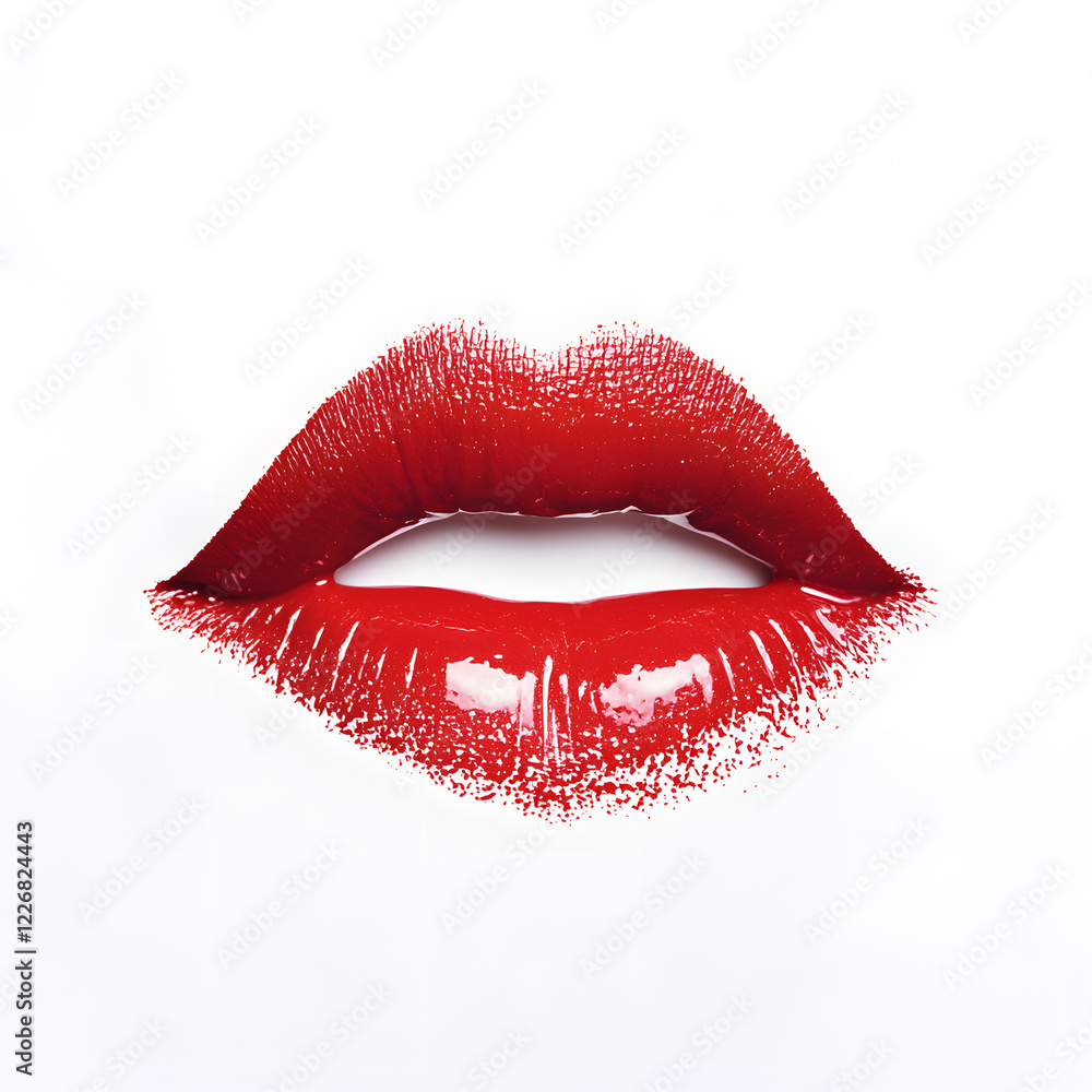 Obraz premium Red lips isolated on white background