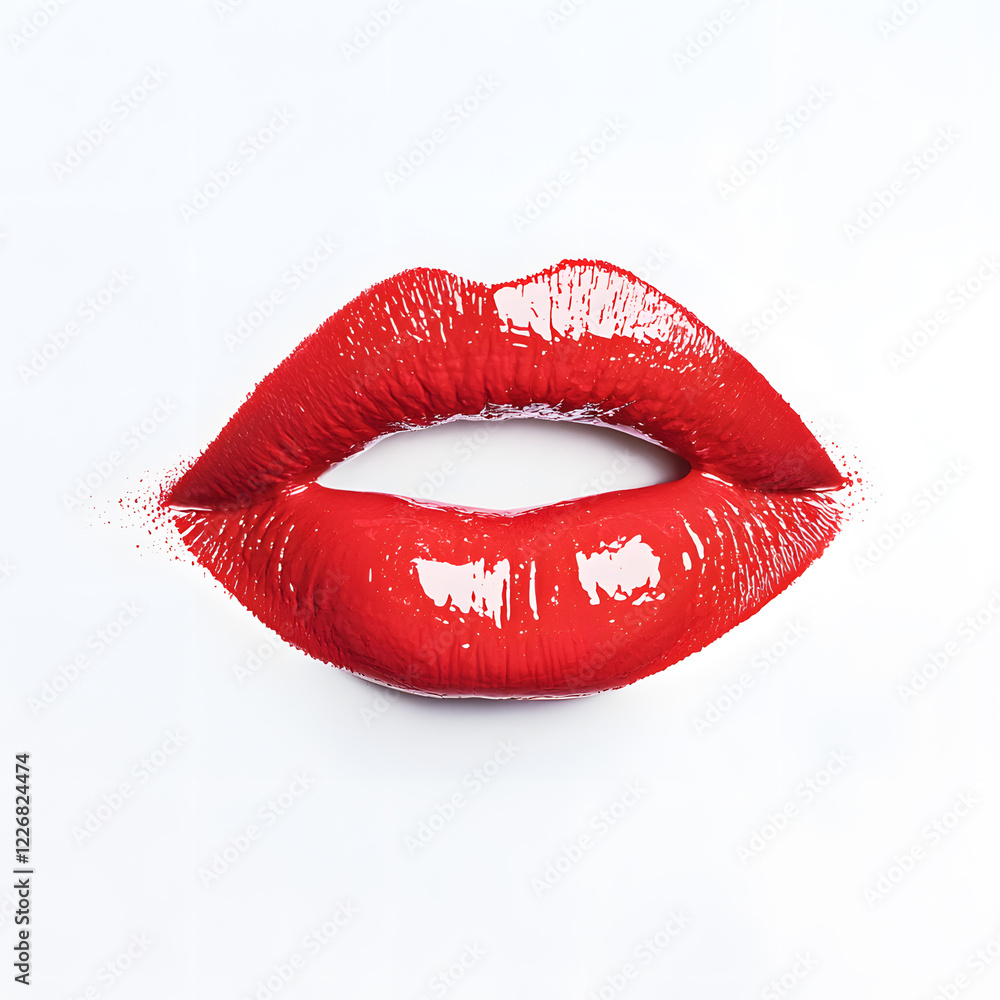 Obraz premium Red lips isolated on white background