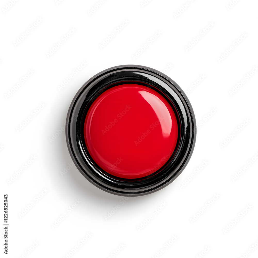 Top view 3d red button isolated on white background Top view 3d red button isolated on white background