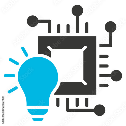 Machine Learning Glyph Blue Grey Icon