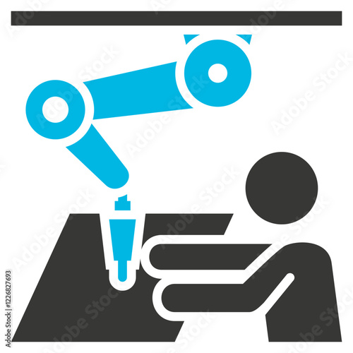 Collaborative Robot Glyph Blue Grey Icon