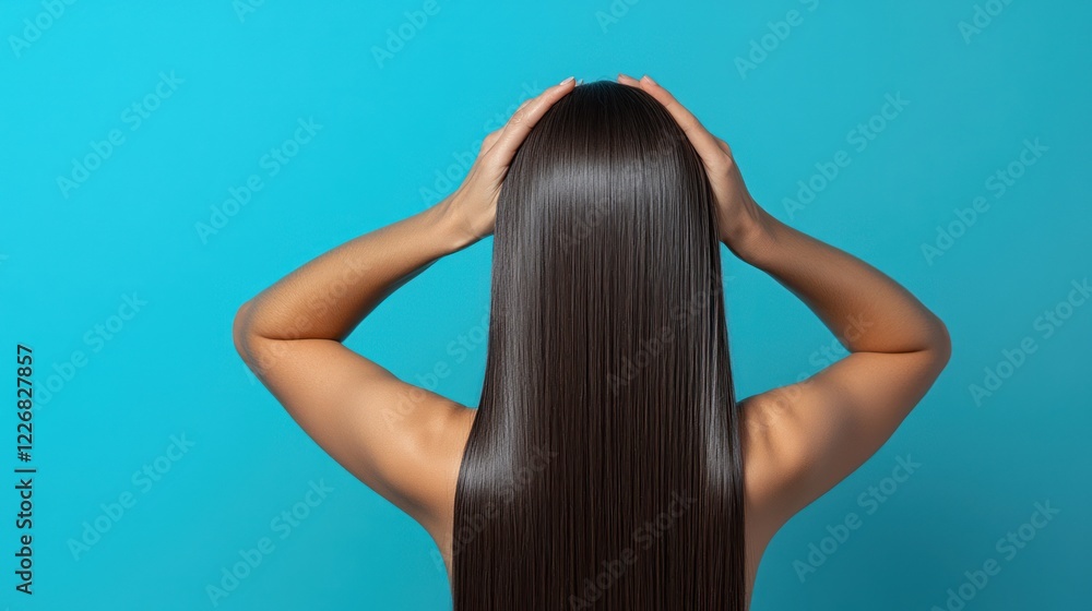 Naklejka premium Stunning Long Straight Hair: A Back View Beauty Shot
