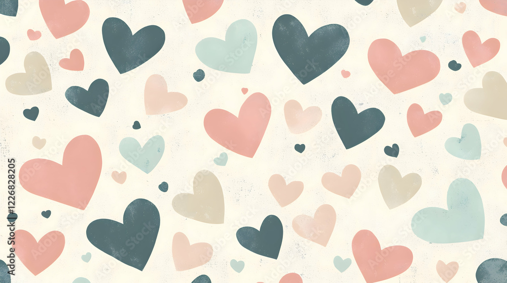 A minimalist Valentines Day abstract featuring heart shapes arranged in a seamless pattern on a soft background A minimalist Valentines Day abstract featuring heart shapes arranged in a seamless pattern on a soft background
