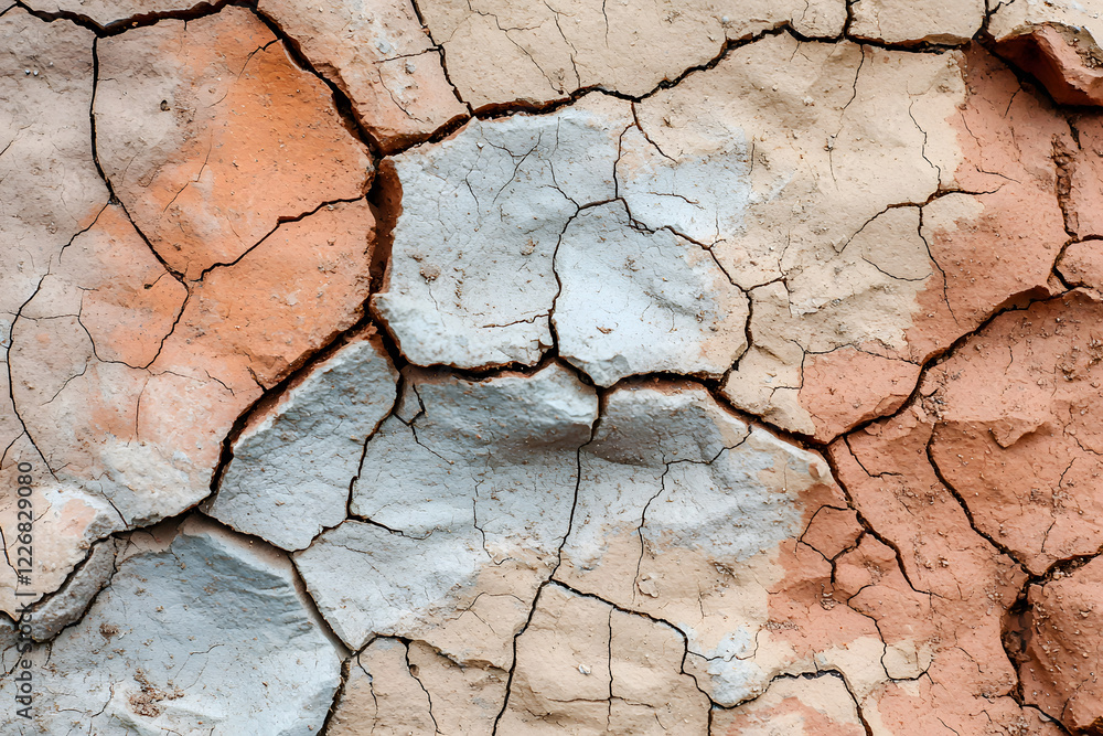 Texture of dried out earth, cracked clay-colored soil Texture of dried out earth, cracked clay-colored soil