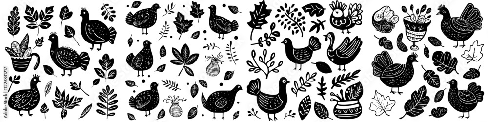 Colorful illustrations of birds and plants created in a playful style showcasing nature's beauty and diversity Colorful illustrations of birds and plants created in a playful style showcasing nature's beauty and diversity