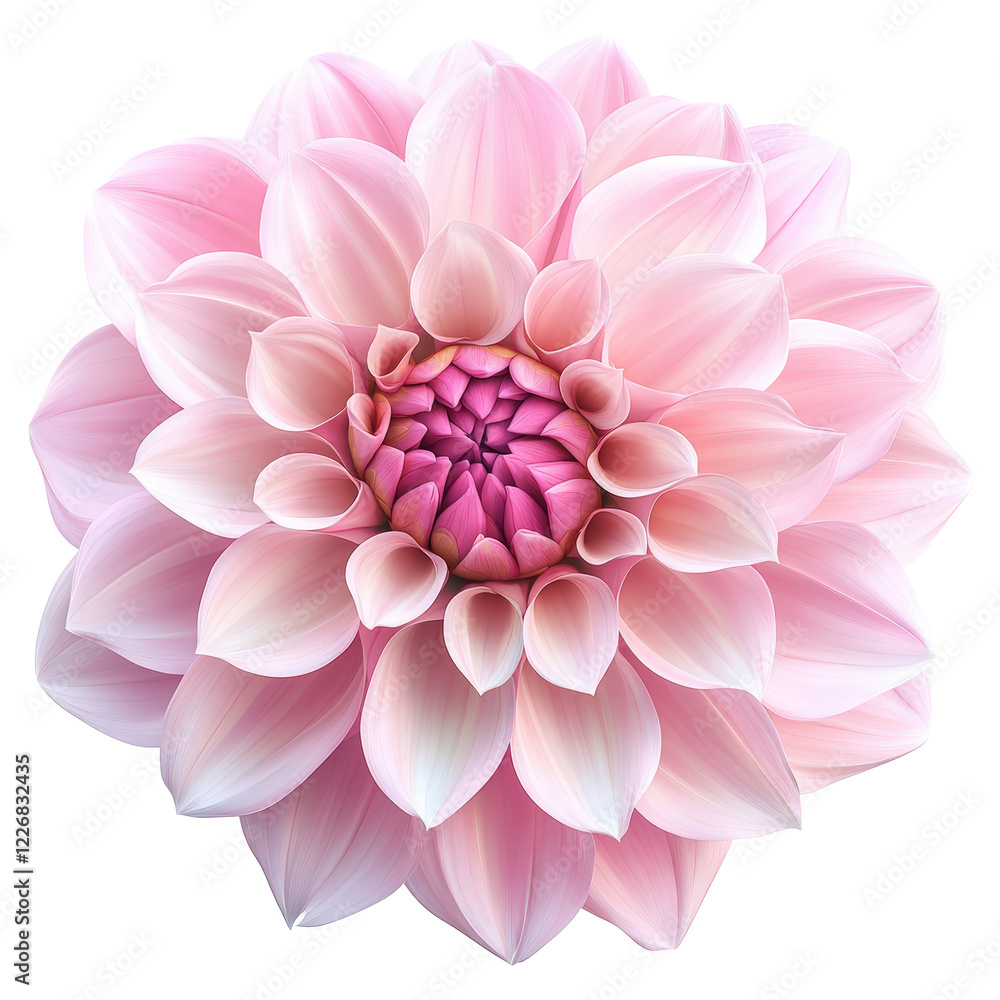 Fototapeta premium Isolated Charming Pink Dahlia Flower with Detailed Petals