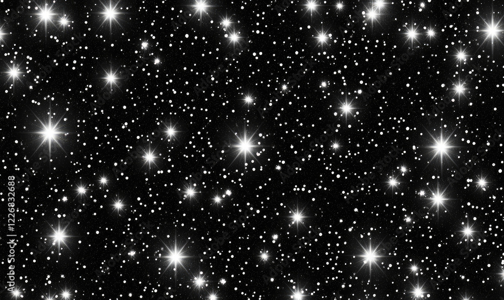 Fototapeta premium Celestial Sparkle: A mesmerizing tapestry of countless stars shimmers across a deep black canvas, their radiant glow creating a breathtaking celestial spectacle. 