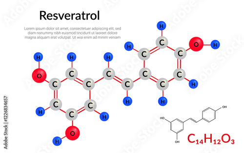 Resveratrol molecular structure formula suitable for education or chemistry science content