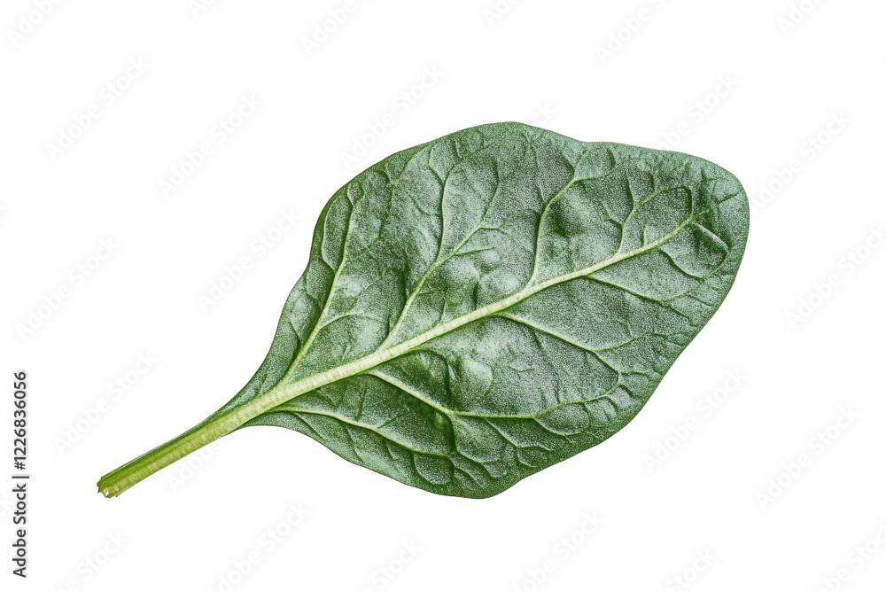 Fototapeta premium Isolated Single Spinach Leaf with Veins Detail