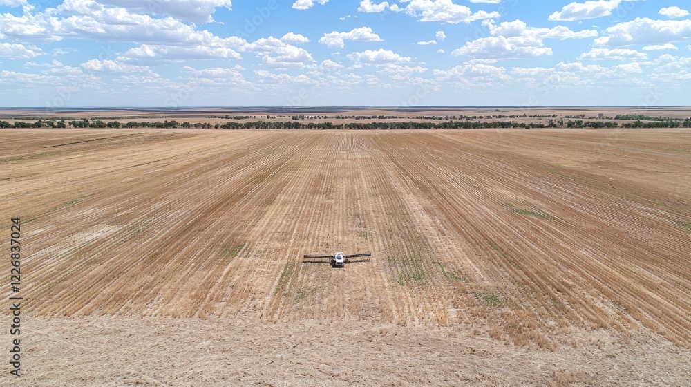 Obraz premium Aerial View of Agricultural Field in Australia: Drone Photography of Harvested Wheat Crop