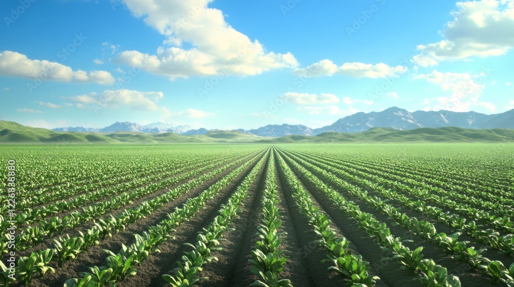 Vast Agricultural Field Under a Sunny Sky Vast Agricultural Field Under a Sunny Sky