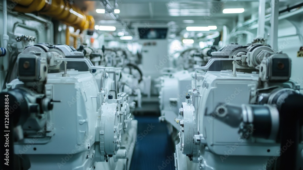 Machinery in Engine Room of Modern Vessel Machinery in Engine Room of Modern Vessel