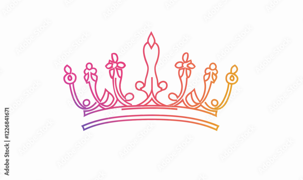 Obraz premium Elegant Minimalist One Line Crown Vector Art for Royalty and Design Concepts
