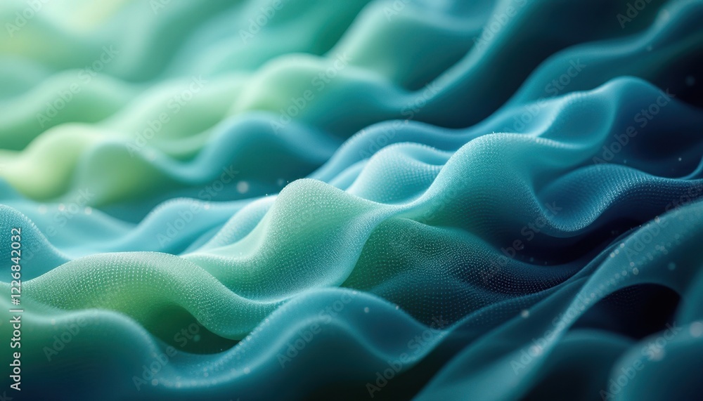 Fototapeta premium Abstract oceanic waves in blue and green tones with subtle textures