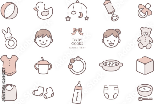 赤ちゃんとベビーグッズ　アイコン素材セット / vector eps