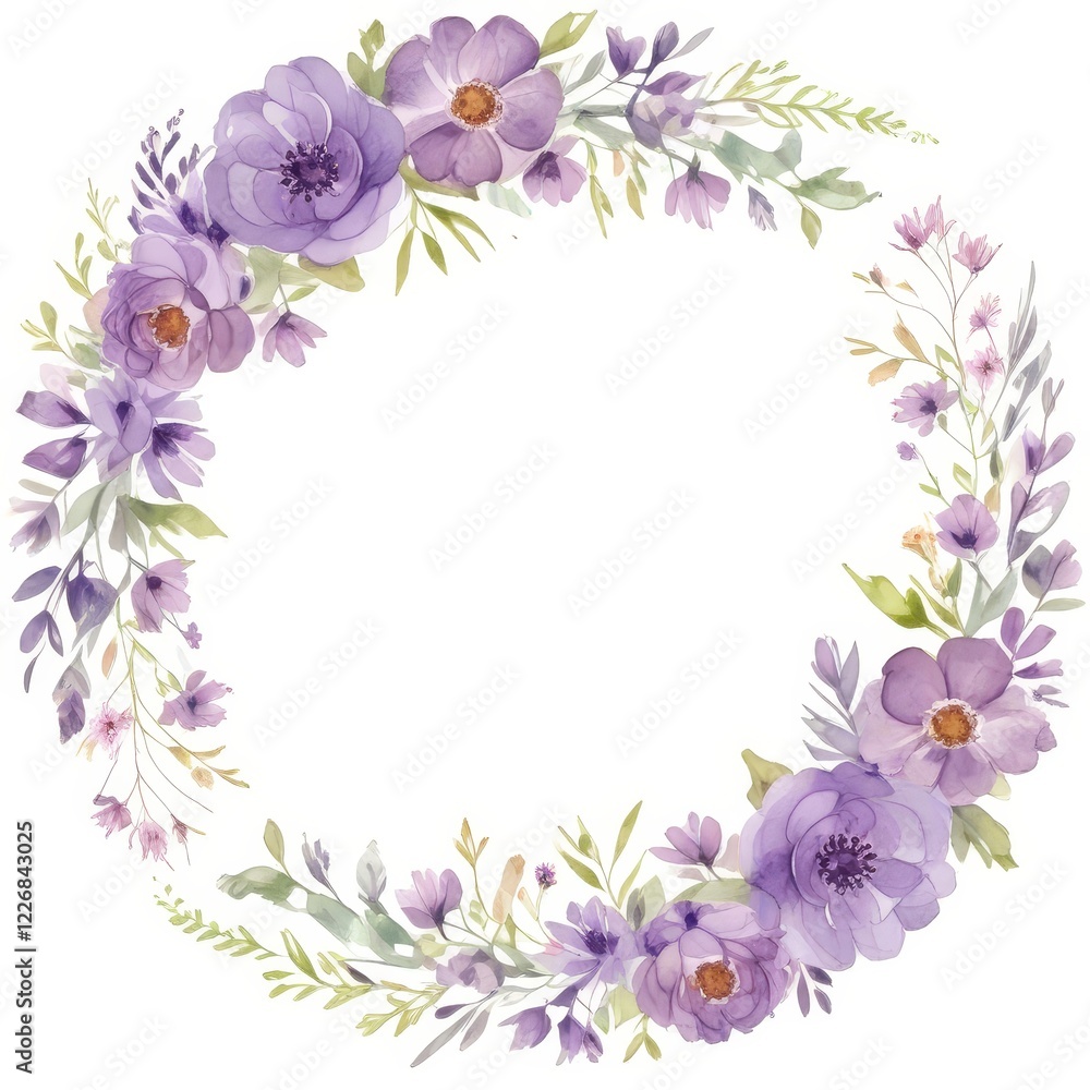 corona de flores estilo acuarela. tarjeta corona de flores estilo acuarela. tarjeta