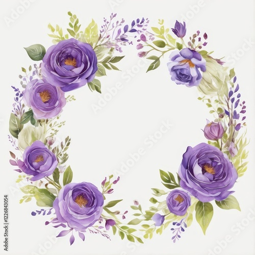 corona de flores estilo acuarela. tarjeta