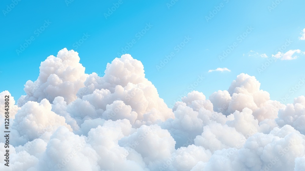 Aerial view of fluffy cumulus cloudscape, sunny day, background for travel or weather reports Aerial view of fluffy cumulus cloudscape, sunny day, background for travel or weather reports
