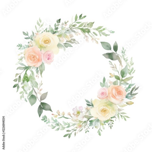 corona de flores estilo acuarela. tarjeta