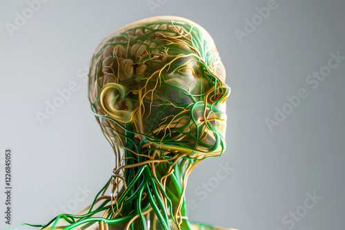 3D illustration of human lymphatic system, isolated on white background photo