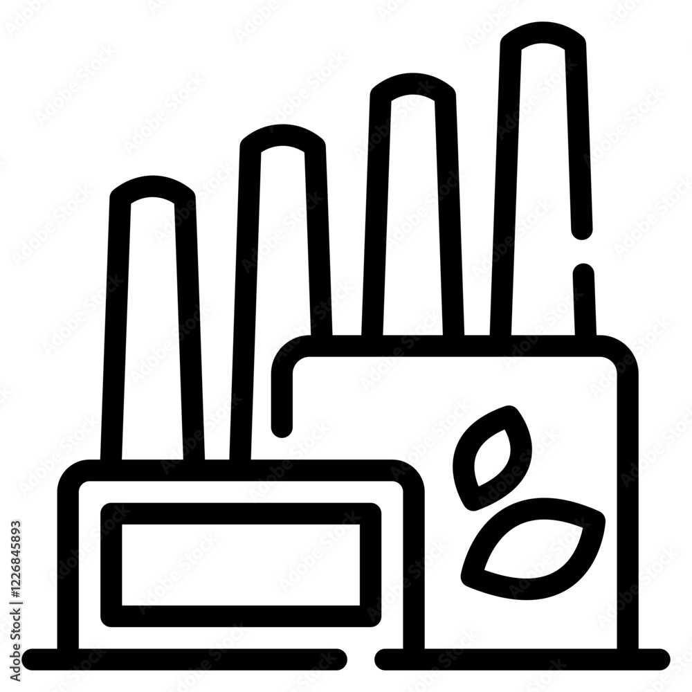 Eco Factory Line Icon Eco Factory Line Icon