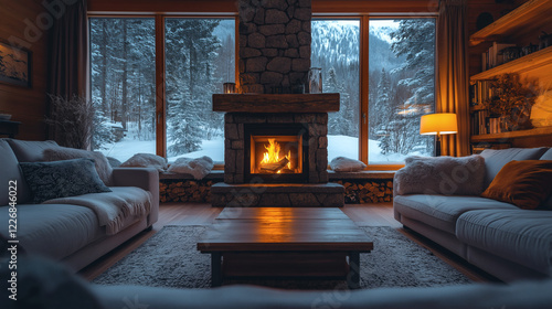 Cozy Living Room with a Fireplace photo