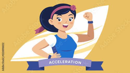 Empowerment and strength concept with girl showing biceps for motivational design
