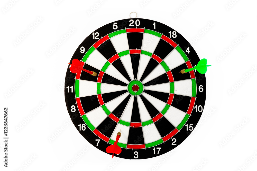 Dart board game isolated on a white background, Hit the target Dart board game isolated on a white background, Hit the target