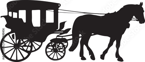 Classic Horse Drawn Carriage Silhouette Vector Design