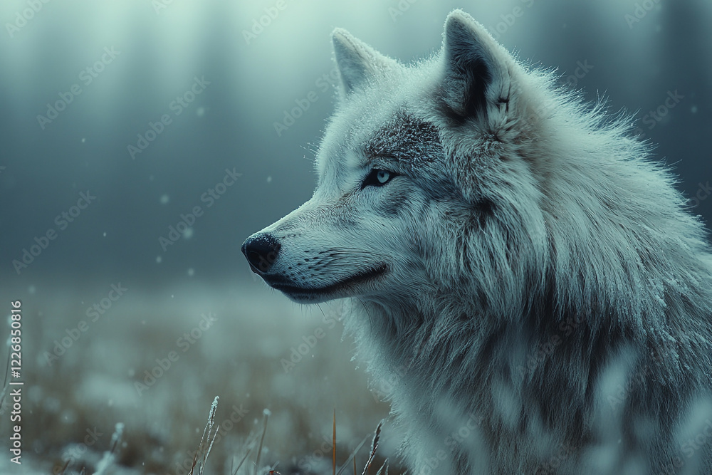 Obraz premium Majestic Arctic Wolf in Winter Snowscape