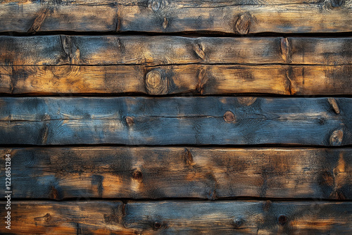 Dark Brown and Blue Stained Wooden Planks Background