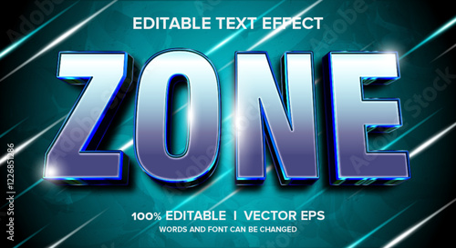  zone 3d vector text effect with modern style design
