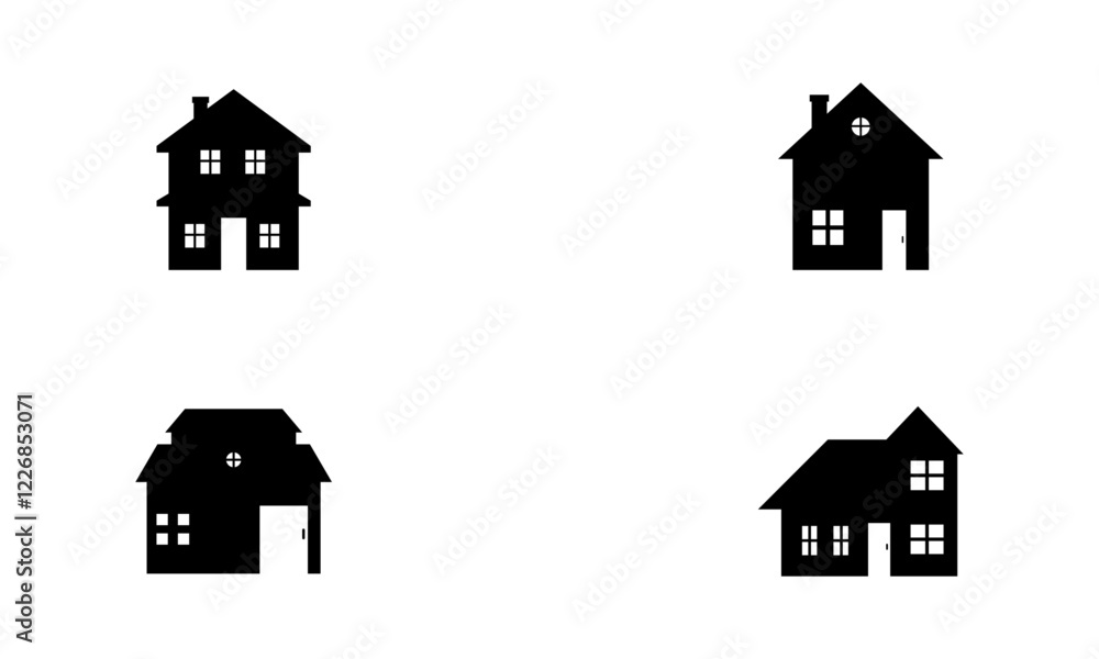 Home silhouette set in black and white