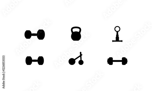 Gym tools silhouette set in black and white