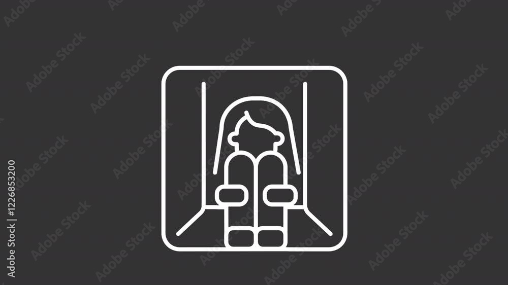 Claustrophobia white line animation. Person sitting in small space animated icon. Fear of enclosed spaces. Isolated illustration on dark background. Transition alpha video. Motion graphic Claustrophobia white line animation. Person sitting in small space animated icon. Fear of enclosed spaces. Isolated illustration on dark background. Transition alpha video. Motion graphic