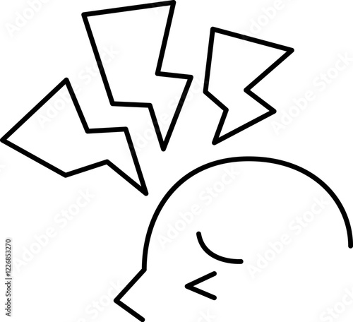 頭痛のベクターイラストアイコン シンプル 体調不良 風邪 インフルエンザ 熱中症