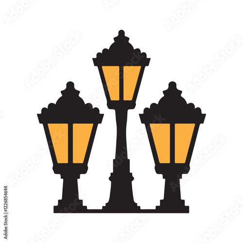 lamp post icon silhouette, Lamp post vector illustration