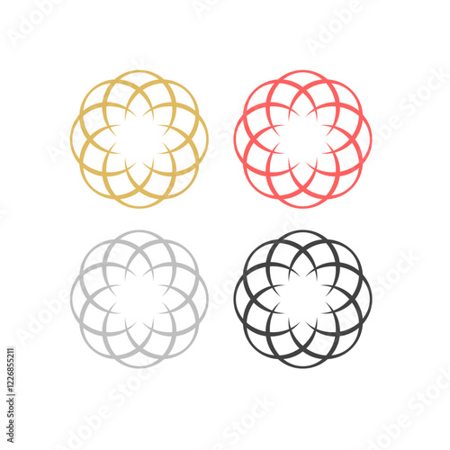 Natural Healing Wellness Ayurveda Center Mandala Art Sign Symbol isolated on White