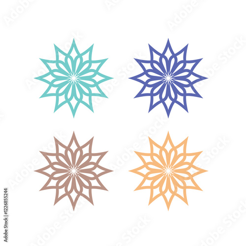 Natural Healing Wellness Ayurveda Center Mandala Art Sign Symbol isolated on White