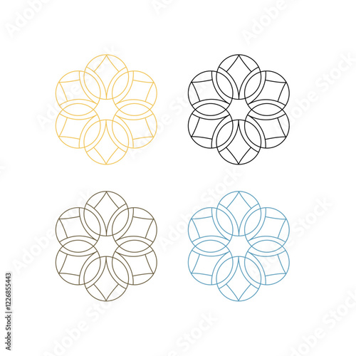 Natural Healing Wellness Ayurveda Center Mandala Art Sign Symbol isolated on White