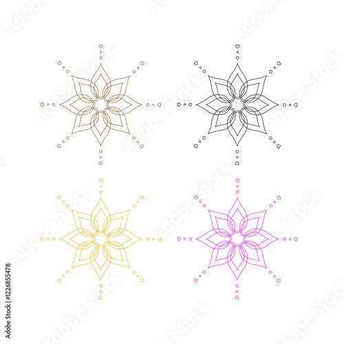 Natural Healing Wellness Ayurveda Center Mandala Art Sign Symbol isolated on White