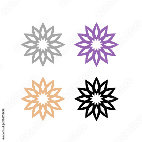 Natural Healing Wellness Ayurveda Center Mandala Art Sign Symbol isolated on White