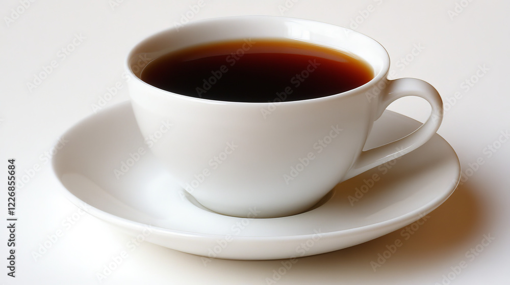Delicious steaming hot cup and saucer of aromatic coffee in shades of brown on white Delicious steaming hot cup and saucer of aromatic coffee in shades of brown on white