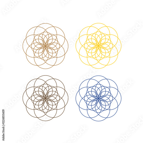 Natural Healing Wellness Ayurveda Center Mandala Art Sign Symbol isolated on White