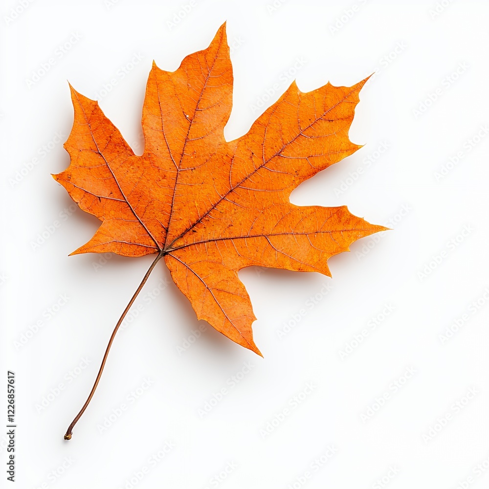 Vibrant Orange Maple Leaf Isolated on White Background. Perfect for Autumn Themed Designs and Nature-Inspired Projects. Vibrant Orange Maple Leaf Isolated on White Background. Perfect for Autumn Themed Designs and Nature-Inspired Projects.