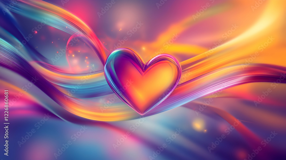 A Valentines Day-inspired abstract design featuring dynamic heart shapes glowing against a vibrant background of warm tones A Valentines Day-inspired abstract design featuring dynamic heart shapes glowing against a vibrant background of warm tones